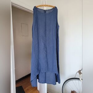 BETTINI | 100% linen midi dress, high-low, 2X